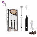 Electric Foam Maker Milk Frother Coffee Mixer USB Rechargeable Coffee Frother with 3 Stainless Whisks