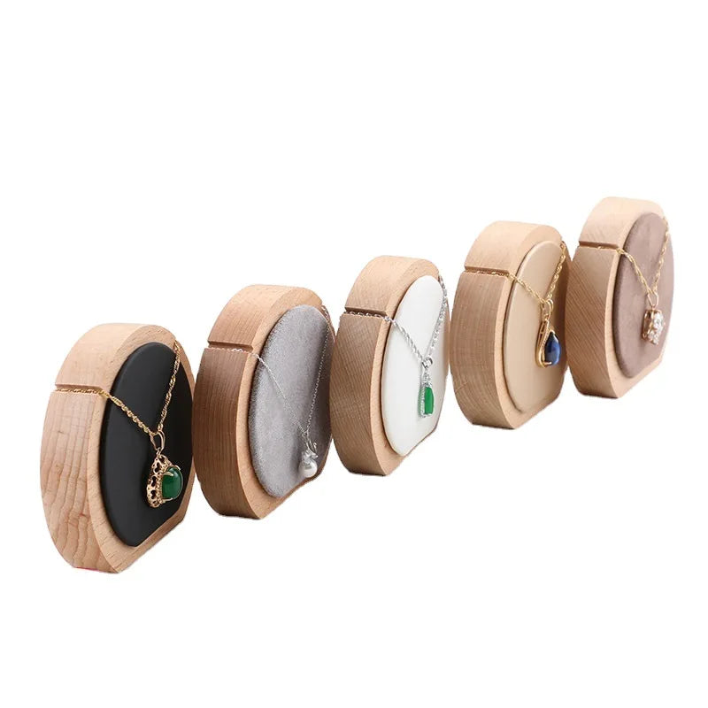 Factory Wholesale Round Wooden Tray Jewelry Display Stand for Necklaces and Pendants for Jewelry Stores