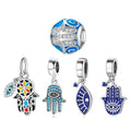 Real 925 Sterling Silver Hand of Fatima Evil Blue Eye CZ Pendant Enamel Colorful Fit Original Bracelet Women Jewelry Wholesale