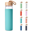 550ml Eco Friendly Borosilicate Glass Bottle With Bamboo Lid Portable Silicone Sleeve Travel Glass Water Bottle