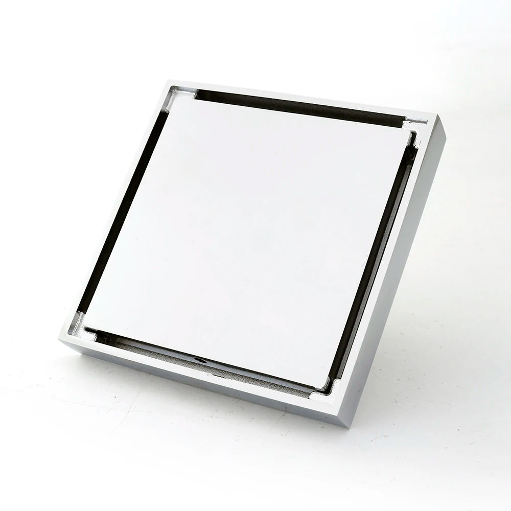 Factory Price square 4 Inch Commercial Concealed Tile Insert Brass Chrome Floor Drain
