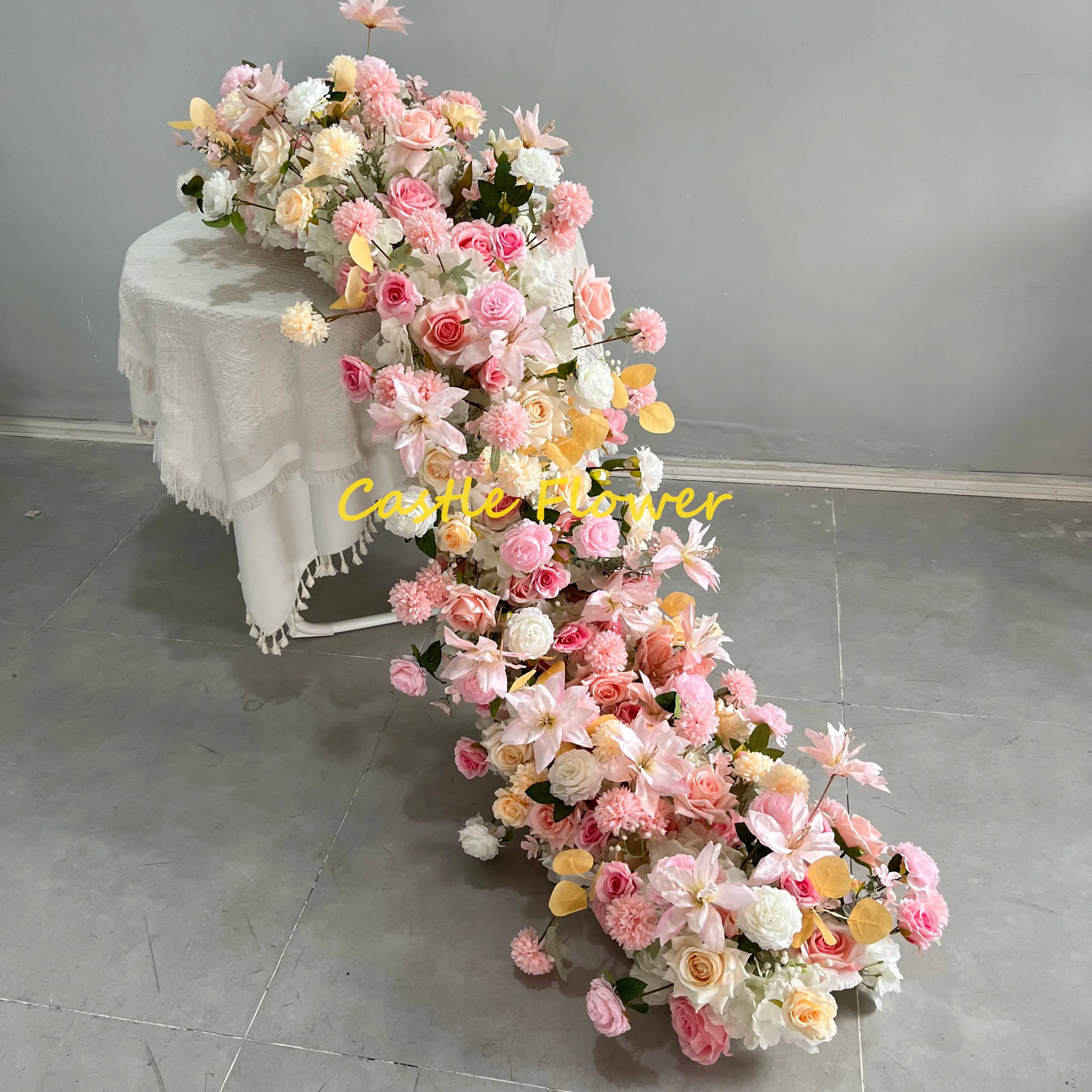 H- 264 New Style Wedding  Flowers Runners Flower Rows Artificial Flowers Table Runner for Wedding Decoration