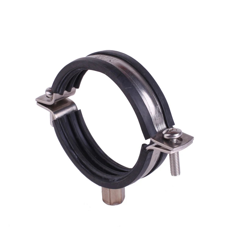 Heavy-Duty Stainless Steel 201/304/316 Pipe Clamp With Rubber Industrial Clamps With Nut