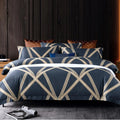 Modern Style Pillowcase Blue Bed Sheet Lattice Printing Comforter Cover 100% Cotton Brown Home Textile Bedding Set Wholesaler