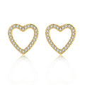 Cute Simple Trendy Heart Zircon Women's Earrings 18K Gold Plated Stud Earrings for Girls-Wedding & Party Gift