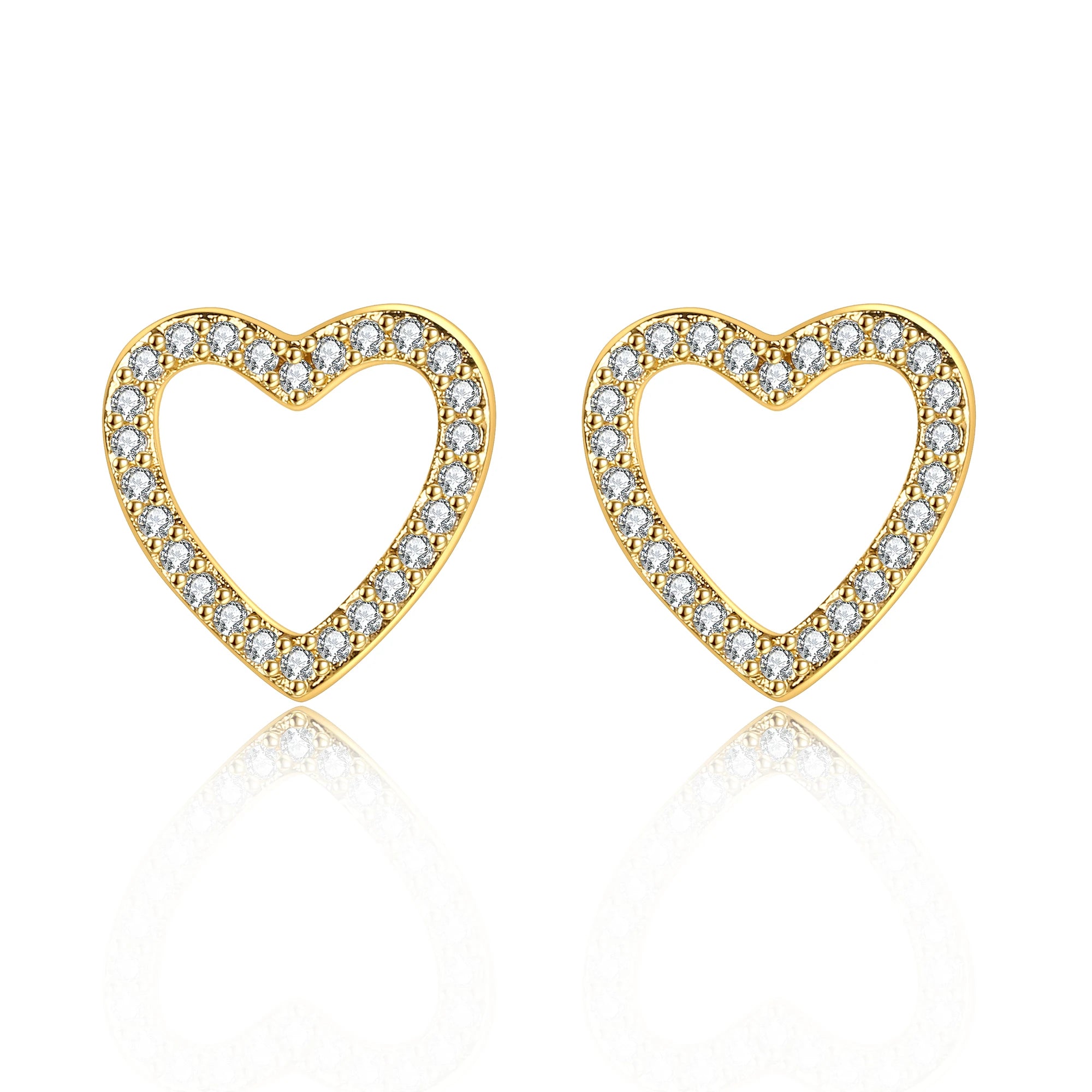 Cute Simple Trendy Heart Zircon Women's Earrings 18K Gold Plated Stud Earrings for Girls-Wedding & Party Gift