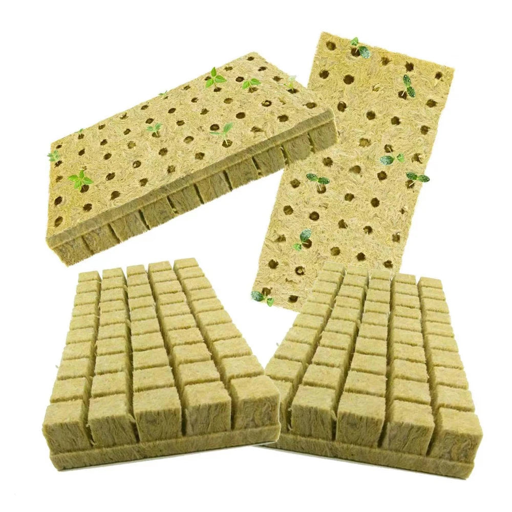 U-AGRROCK Hydroponic Rock Wool Cubes Seedling Plugs 29*36*40 mm Rock Wool Hydroponic Seed Starter Plugs - 98 Cubes for Efficient