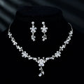 SLBRIDAL Luxury Sparkling Prong Setting Bridal Cubic Zircon Necklace Earring Set Wedding CZ Jewelry Set Women Party Jewelry