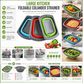 Custom Logo Foldable Colander Strainer OEM ODM Kitchen Draining Washing Rinsing Drain Basket with Private Label Packaging
