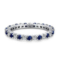 925 Sterling Silver Stacking Rings Round-Cut Sapphire Green Ruby Cubic Zirconia All-Around Band Ring