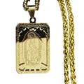 18K Gold Plated Religious Stainless Steel Necklace with 18k Gold Jesus Christ Charm Square Cross Pearl Gift Religious Occasions