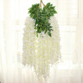 AF16001 Bulk Sale Artificial Wisteria Flor Supplies Flower Bushy Silk Vine Ratta Hanging Garland Hanging for Celling Decoration