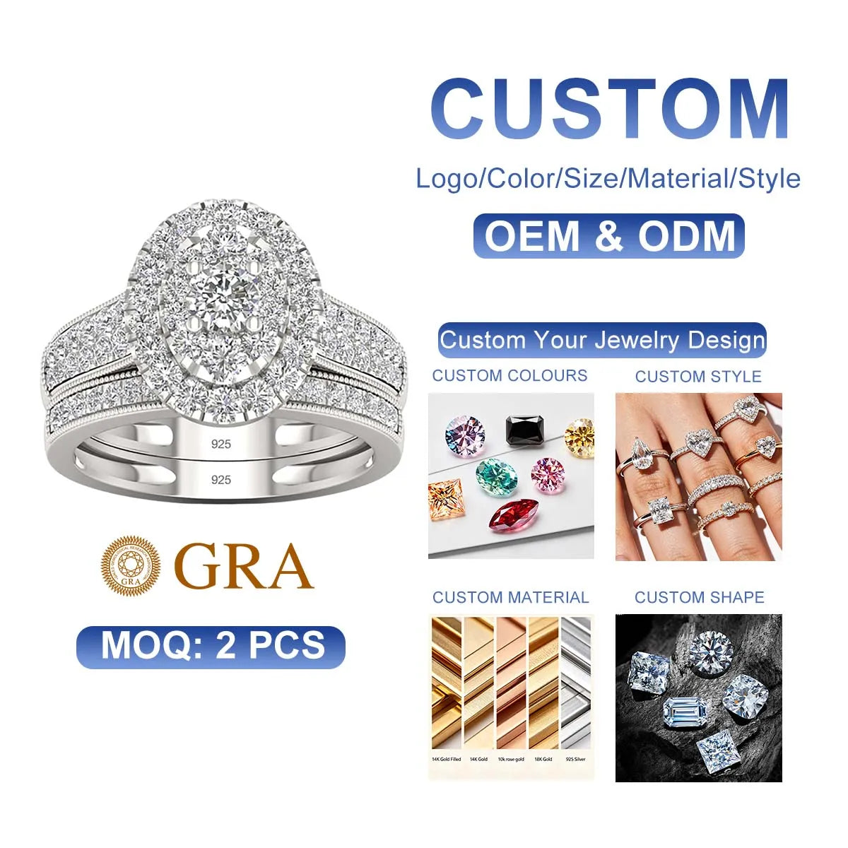 Classic Zircon Set Couple White High Quality Jewelry 925 Sterling Silver Ring Diamond Engagement Rings for Women