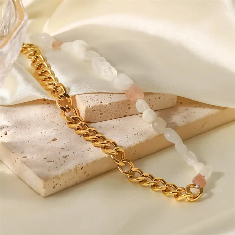 Clipper Europe and America New Fashion Simple Design Stainless Steel Lady Necklace Design Beaded Necklace