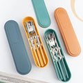 New Portable 304 18/10 Contemporary Korean Picnic Dinnerware Camping Flatware Travel Office Student Case Stainless Steel Set