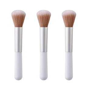 Little Round-Top Blush Brush with Plastic Handle-Soft Synthetic Hair Bristle for Cheek Makeup