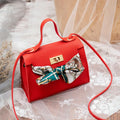 2025 Korean Style Cover Lichee  Pattern Bag Ladies Pu Leather Fashion Bag Pure Color Shoulder Crossbody Bag  With Children/