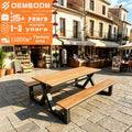 Garden Furniture Table and Chairs Waterproof Aluminum Frame Plastic Wood Top Park Picnic Table Bench Set