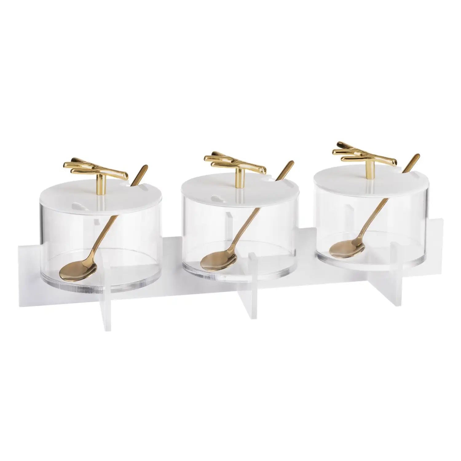 3 Dishes Acrylic Dip Bowl Set with Cover Dried Fruit Food Box Factory Waterdale Collection Lucite Dip Dish Set with Lid 3 Bowls