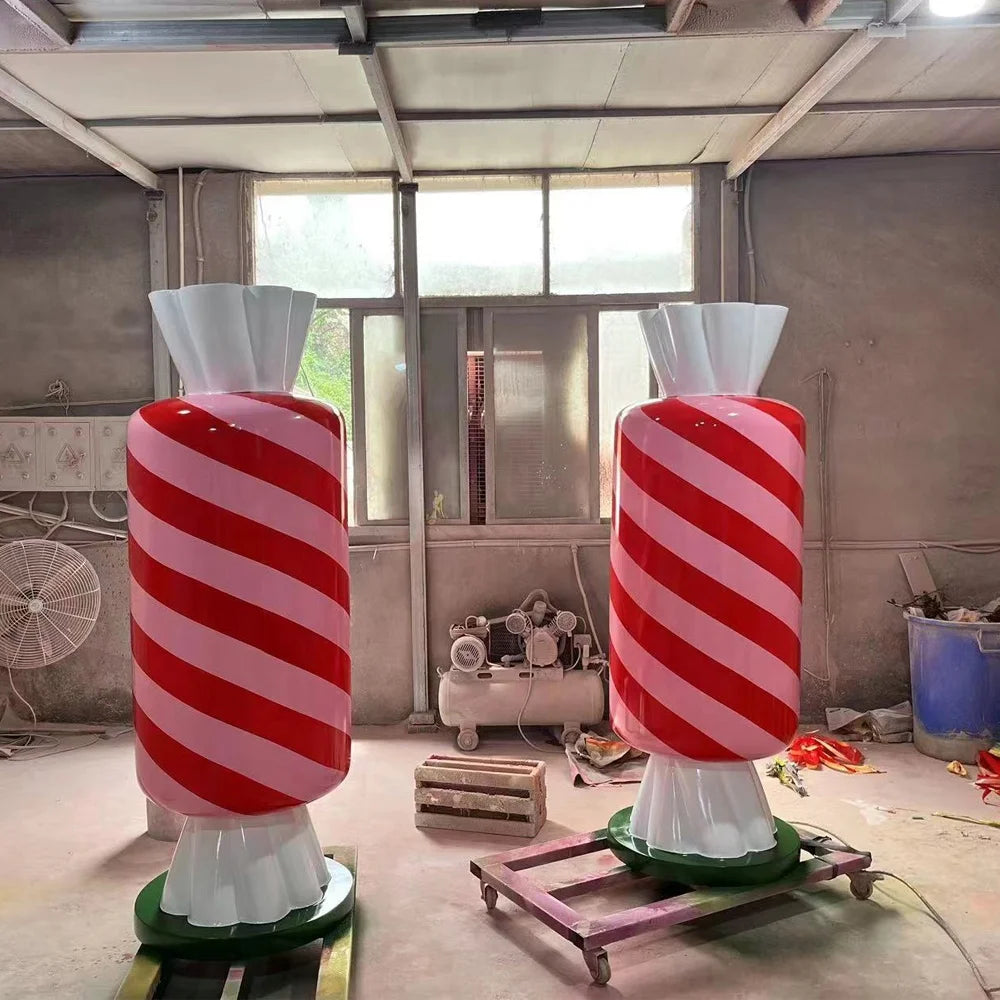 Ice Cream Statue Resin Candy Sculpture Life Size Art Foam Candy Sculpture Lollipop Decoration for Christmas Decorative Prop