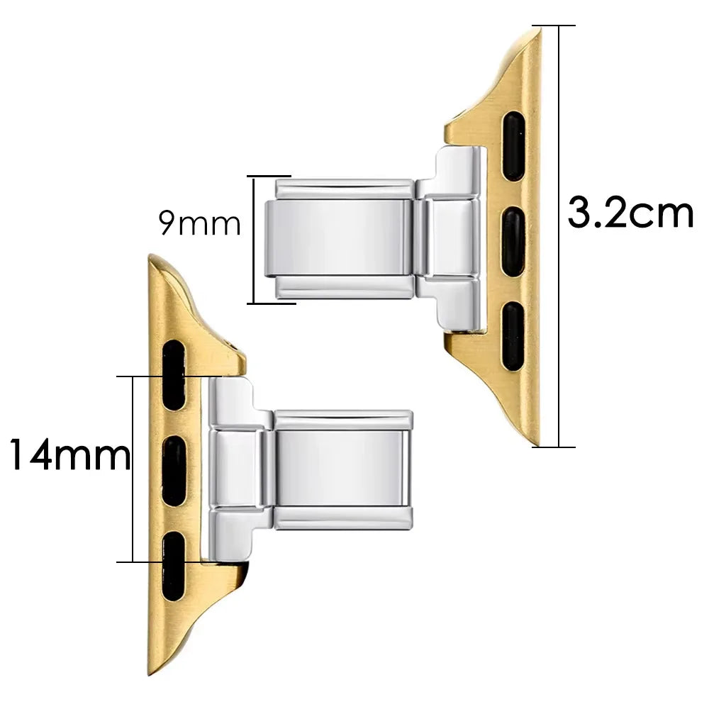 Italian Module DIY Stitching Charm Bracelet Geometric Gold-color Stainless Steel Trendy Watch Band Connector Women's Anniversary