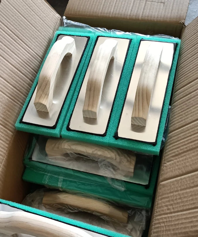 Wood Handle Aluminum Pad Sponge Foam Plate 300x100x19mm Green Plastering Trowel Grout Float