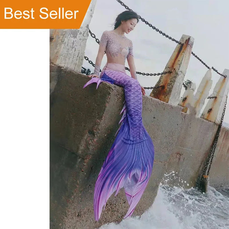 Europe and America Women's Cosplay Mermaid Tail Printed 2-Piece Bikini Sets Swimwear Quick Dry & Waterproof