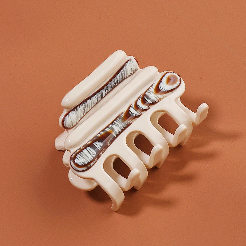 CSFZ0622 Factory Direct Price French Splicing Acetate Shark Claw Hair Clip Clamp Women Girls Headwear Ponytail Holder