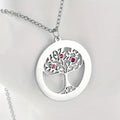 New North Tree Life Charm Necklace Fashion Stainless Steel Inlaid Zircon Choker Blank Tree of Life Birthstones Pendant Necklace