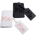 Custom Logo Saffino Leather Passport Card Holder PU Passport Cover Luggage Tag Set  Mr. and Mrs.Passport Holder With Luggage Tag