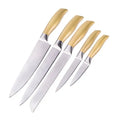 Wholesale 2021 Unique Design 5 Piece Stainless Steel 3Cr13 Blade Disposable Pakka Wood Handle Kitchen Knife Set