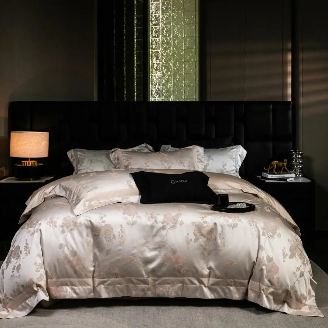 Luxury Lyocell Cotton Jacquard 4pcs Home Textiles pink 4 Pcs Duvet Cover Bedding Set Cotton Supplier