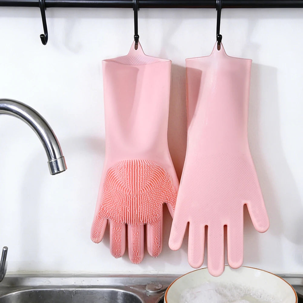 Magic Multi-Purpose Silicone Scrubber Gloves for Dish Washing  Home & Kitchen Silicone Dish Washing Glove for Cat