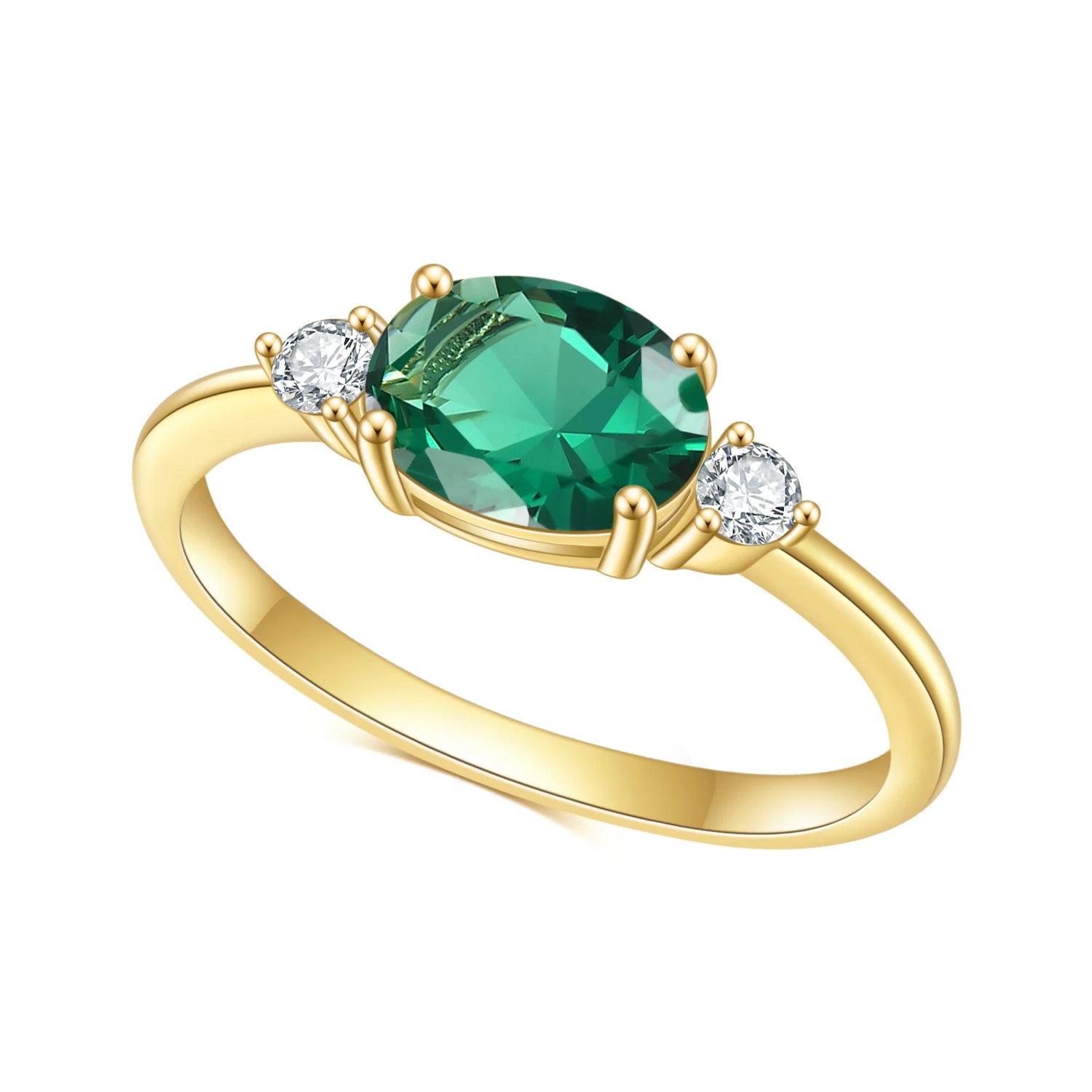 OL0914 Abiding Custom High End Jewelry 925 Sterling Silver Oval Shaped Stone Lab Green Emerald Finger Ring Wholesale