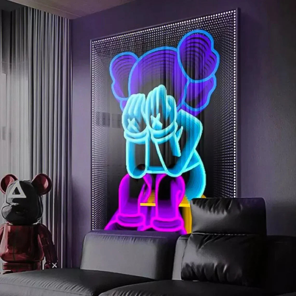 Custom Infinity Wall Mirror 3D Neon Sign Room Home Decoration Led Wall Abyss Mirror for Bar Advertising Magic Mirror Neon