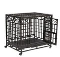 Folding Strong Galvanized Metal Frame Removable Tray Lockable Wheels Heavy Duty Dog Kennel Crate Cage for Large Dog Breeds
