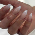 24 Pcs 3305 Simple Pink and White Gradient Short Almond Shape Nails Press on Nails Artificial Fingernails Customize