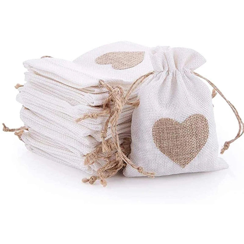 Hot Sale Linen Birthday Gift Sweets Drawstring Bags Soft Jute Candy Packaging Pouch