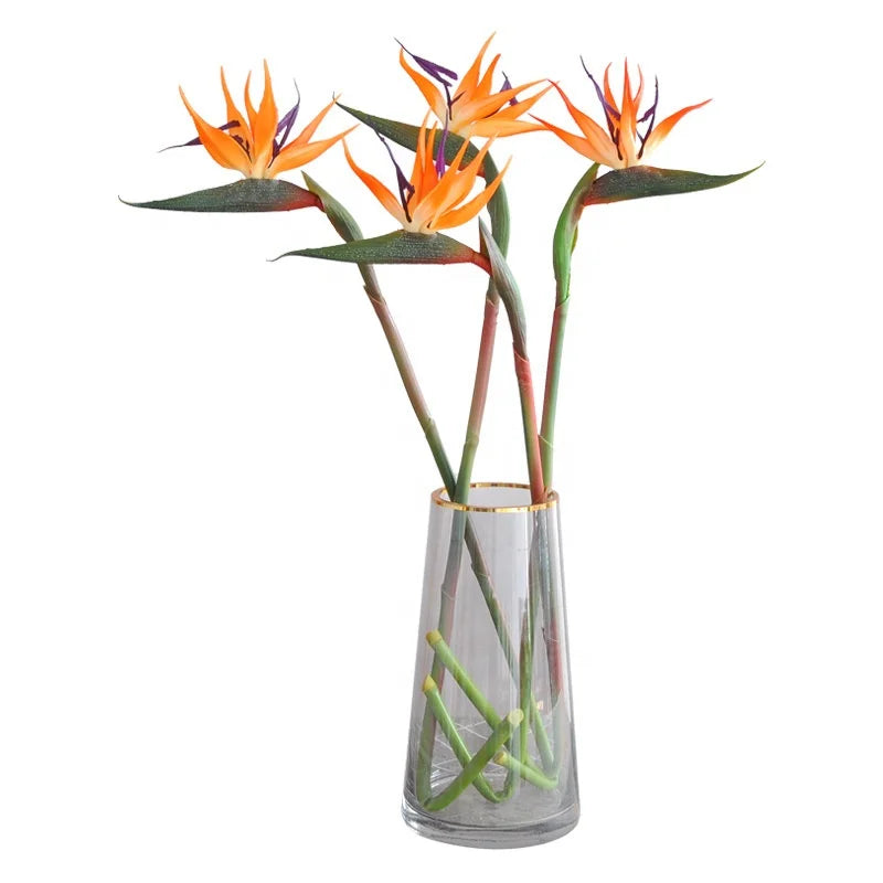 Long Stem Artificial Rubber Strelitzia Bird of Paradise Flower for DIY Home Decor Christmas and Easter Party Theme Display