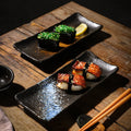 8-Inch Eco-Friendly Rectangular Porcelain Dinnerware Fashion Style Restaurant Ware Flat Ceramic Salmon Lobster Plate for Sushi