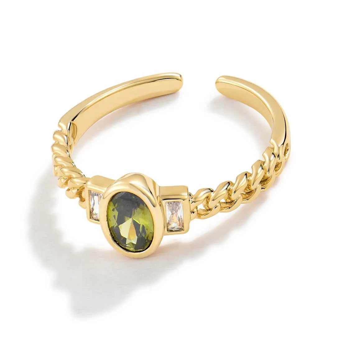 QX Custom OEM INS Open Size Women Girls 925 Sterling Silver 18K Gold Plated Zircon Fine Jewelry Fingers Gemstone Rings