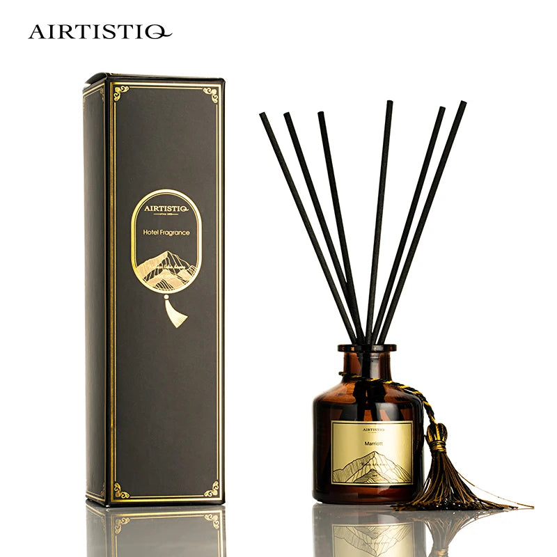 Ready to Ship Shangri-La Scent Amber Glass Bottle 50ml air Freshener Reed Diffuser with Packaging