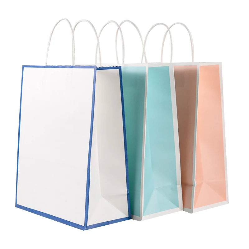Paper Bag with Handle Custom Printed 100% Recyclable Kraft Shopping Paper Bags
