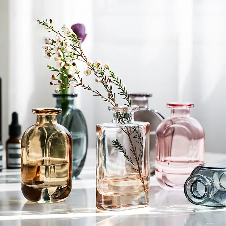 Transparent Vases Homes Flower Aromatherapy Desktop Living Room Decoration Accessories Home Nordic Glass Bottle Vase