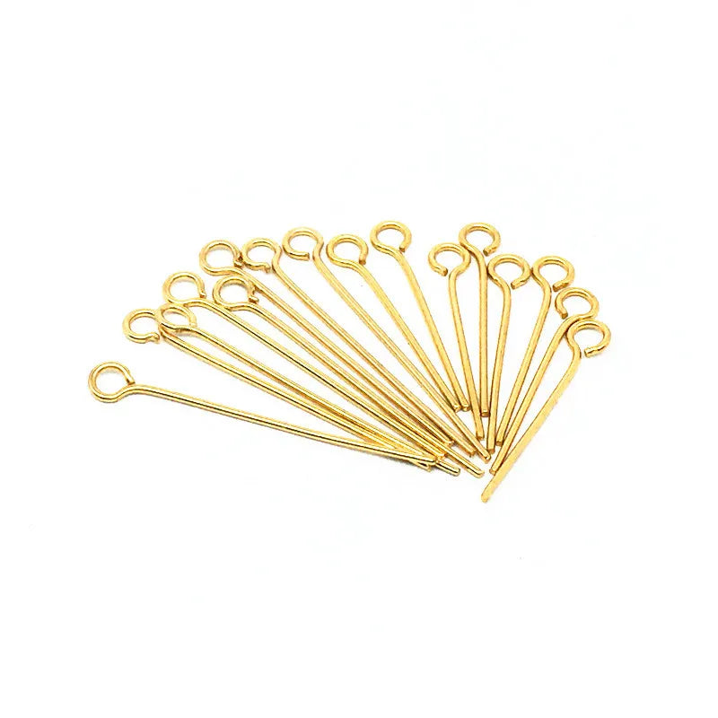 0.5mm 0.6mm 0.7mm Line Diameter Stainless Steel Gold Eye Pins Needles for Jewelry Making Necklace Bracelet DIY Jewelry Findings