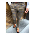 Men's Vintage Striped Printed Slim Pencil Pants New Casual Mid Waist Elastic Trousers