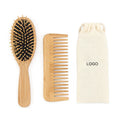 Personalized Bamboo Handle Air Cushion Paddle Brush 2PCS Bamboo Wide Tooth Comb Hair Brush Set