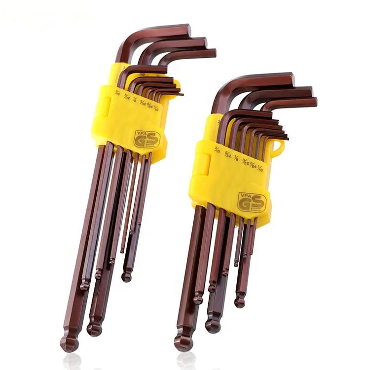 9pcs Universal Hex L-Key Allen Wrench Set Combo Inch and Metric with Ball End