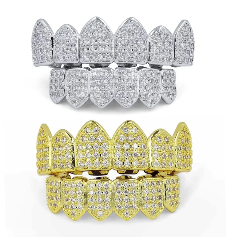 2025 New Teeth Grillz Body Jewelry Vampire Hip Hop Gold Silver Plated Zircon Fashion Body Jewelry Grillz for Teeth Women Men