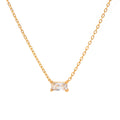 J&D Jewelry Dainty 18K Gold Plated Stainless Steel Rectangle CZ Zirconia Pendant Necklace for Women